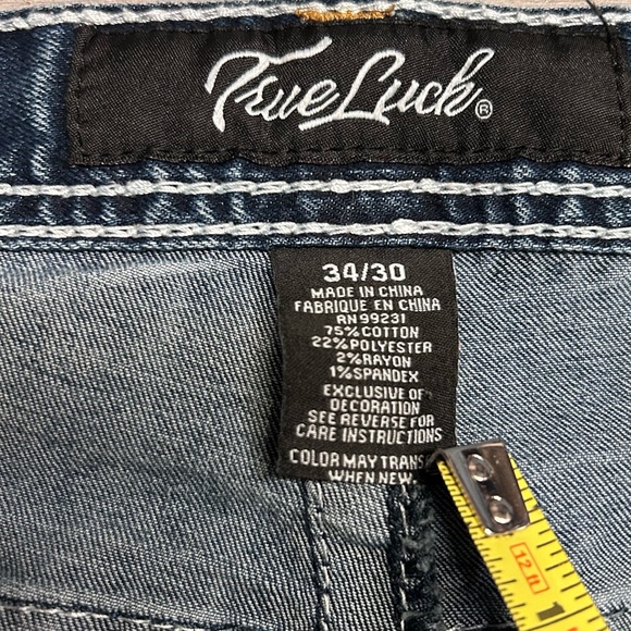 True Luck Mens Size‎ 34 x 30 Bootcut Heavy Stiching Jeans - Picture 7 of 16